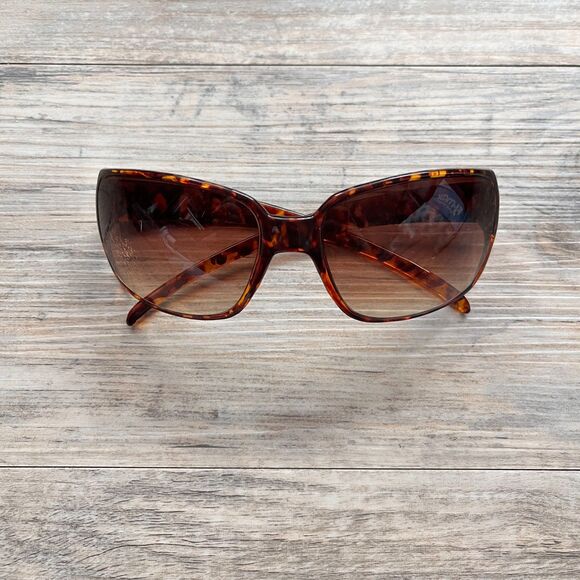 Y2K Tortoiseshell Sunglasses Brown Havana Large Rectangle Shades Vintage 2000s main image 5